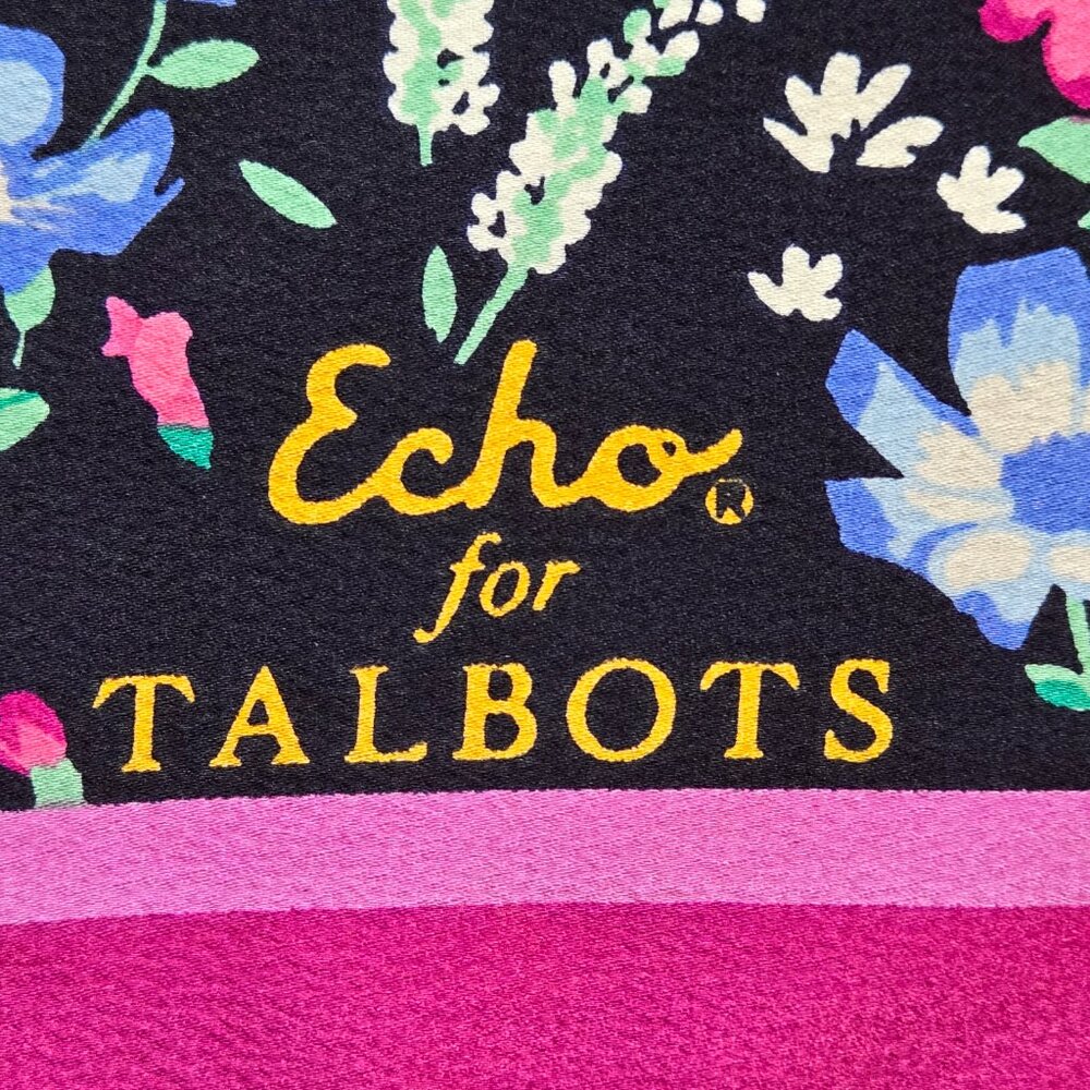NWOT Echo For Talbots Floral Square Scarf - Picture 4 of 14